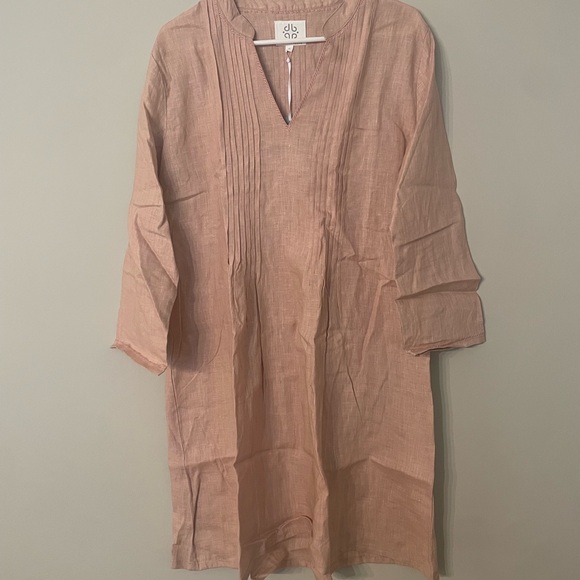 Women’s Anthropologie Pomegranate Blush Pink Long Sleeve Linen Dress Size Small - Picture 1 of 5